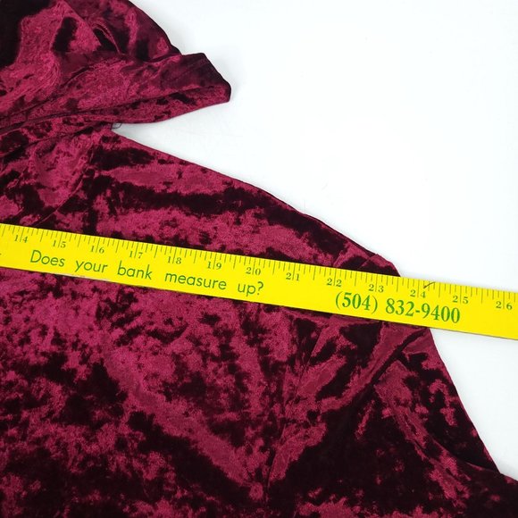 Jodifl Burgundy Velvet Hooded Pullover Top Sz M Stretchy Pocket Long Sleeve Boho - Picture 7 of 12